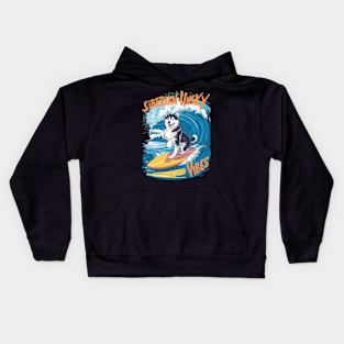 Wave Rider Siberian Husky Dog Surfing Kids Hoodie